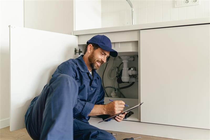 Residential plumber providing service in a Newark home